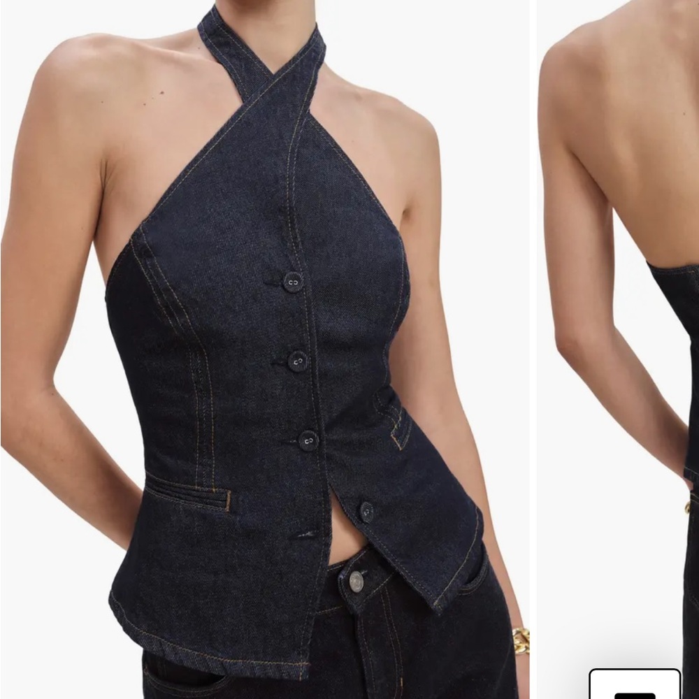 NEW Reformation Tate denim halter top 2